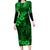 Hawaii King Kamehameha Family Matching Long Sleeve Bodycon Dress and Hawaiian Shirt Polynesian Pattern Green Version LT01 Mom's Dress Green - Polynesian Pride