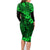 Hawaii King Kamehameha Family Matching Long Sleeve Bodycon Dress and Hawaiian Shirt Polynesian Pattern Green Version LT01 - Polynesian Pride