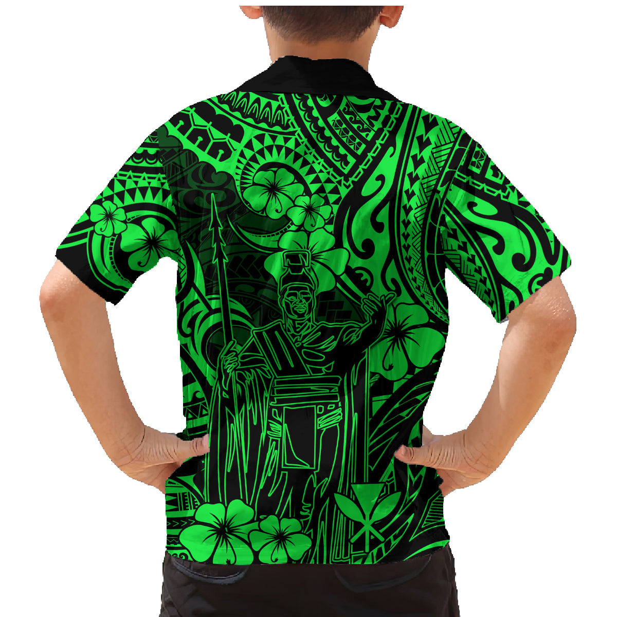 Hawaii King Kamehameha Family Matching Mermaid Dress and Hawaiian Shirt Polynesian Pattern Green Version LT01 - Polynesian Pride