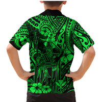 Hawaii King Kamehameha Family Matching Mermaid Dress and Hawaiian Shirt Polynesian Pattern Green Version LT01 - Polynesian Pride