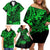 Hawaii King Kamehameha Family Matching Off Shoulder Short Dress and Hawaiian Shirt Polynesian Pattern Green Version LT01 - Polynesian Pride