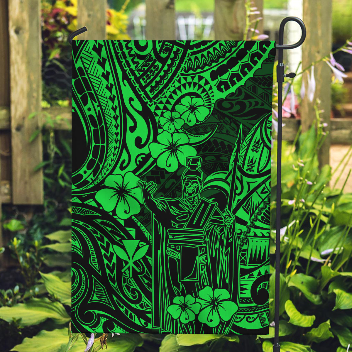 Hawaii King Kamehameha Garden Flag Polynesian Pattern Green Version LT01 Garden Flag Green - Polynesian Pride