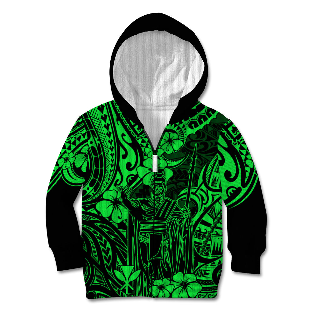 Hawaii King Kamehameha Kid Hoodie Polynesian Pattern Green Version LT01 - Polynesian Pride