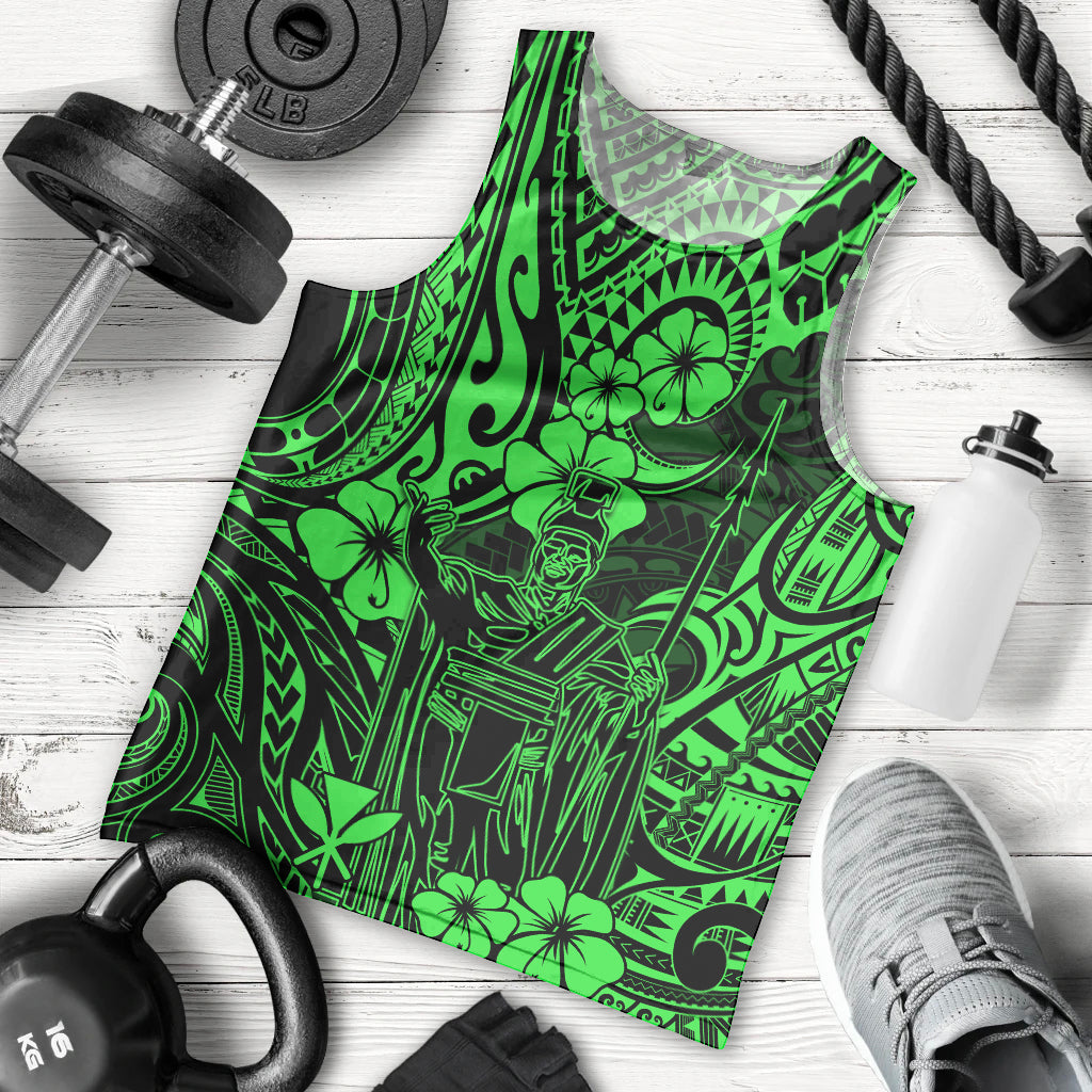 Hawaii King Kamehameha Men Tank Top Polynesian Pattern Green Version LT01 Green - Polynesian Pride