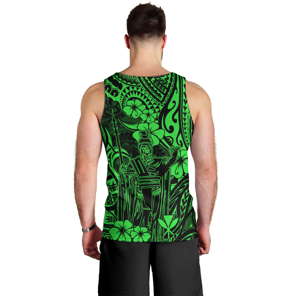 Hawaii King Kamehameha Men Tank Top Polynesian Pattern Green Version LT01 - Polynesian Pride