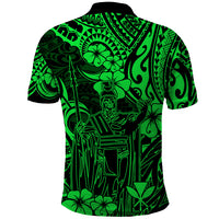Hawaii King Kamehameha Polo Shirt Polynesian Pattern Green Version LT01 - Polynesian Pride