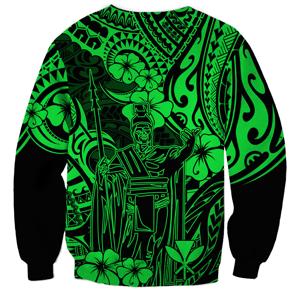 Hawaii King Kamehameha Sweatshirt Polynesian Pattern Green Version LT01 - Polynesian Pride