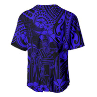 Hawaii King Kamehameha Baseball Jersey Polynesian Pattern Navy Blue Version LT01 - Polynesian Pride
