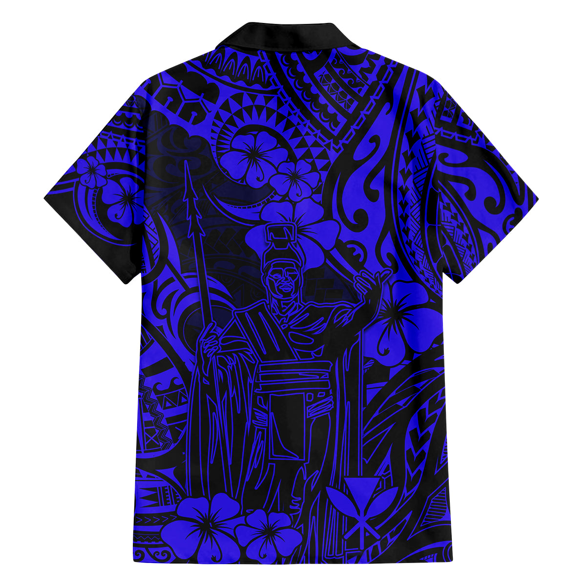 Hawaii King Kamehameha Family Matching Long Sleeve Bodycon Dress and Hawaiian Shirt Polynesian Pattern Navy Blue Version LT01 - Polynesian Pride