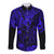 Hawaii King Kamehameha Long Sleeve Button Shirt Polynesian Pattern Navy Blue Version LT01 Unisex Blue - Polynesian Pride