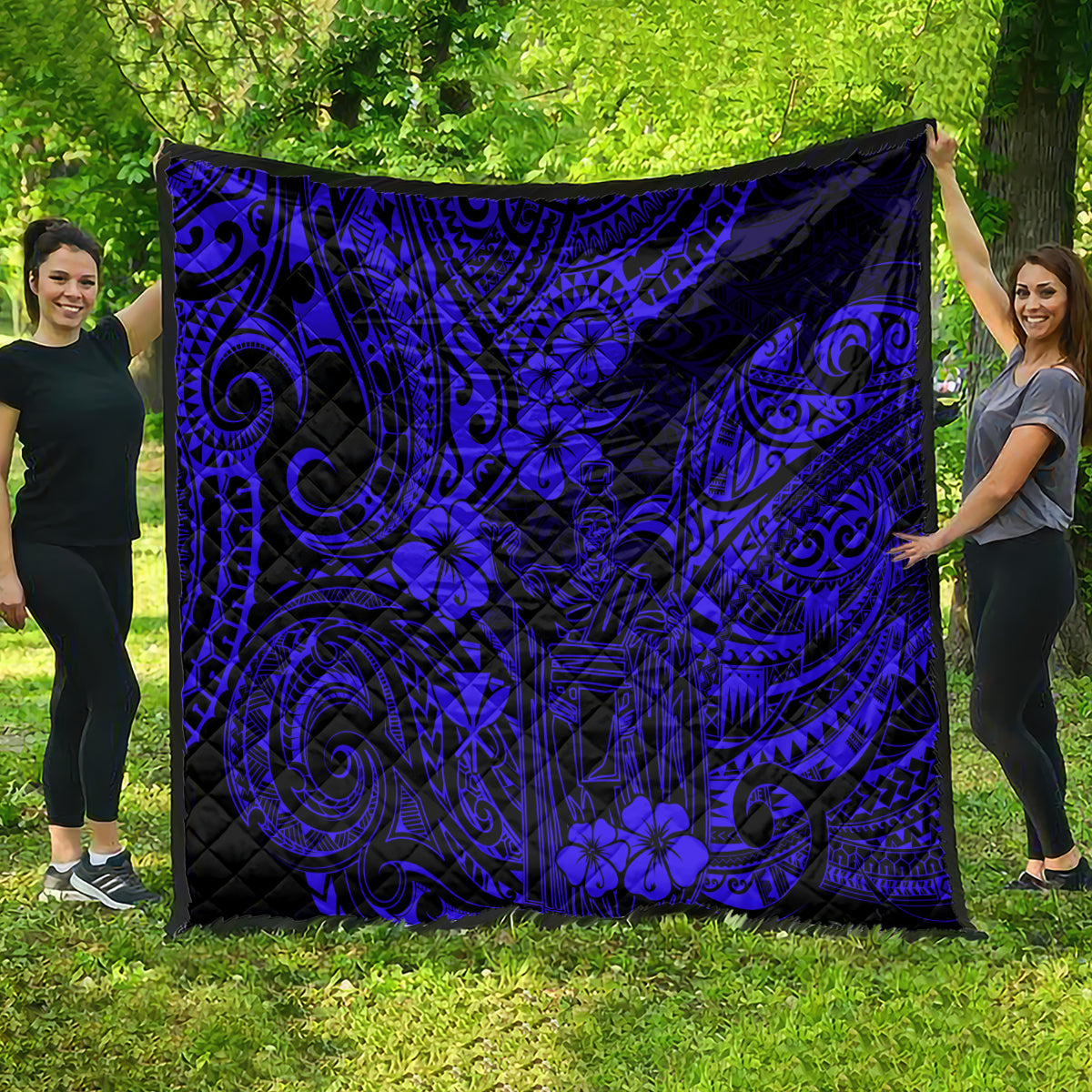 Hawaii King Kamehameha Quilt Polynesian Pattern Navy Blue Version LT01 - Polynesian Pride