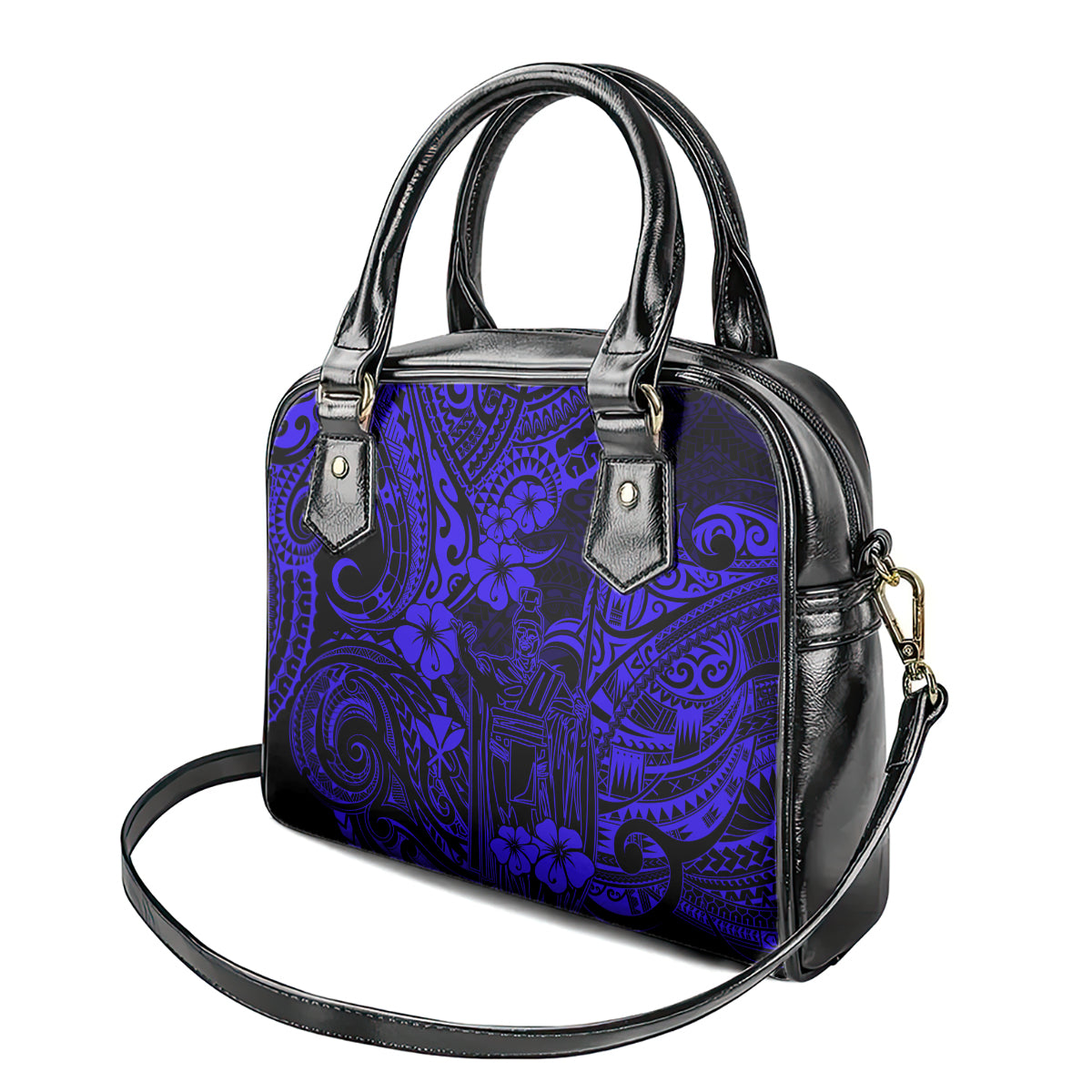 Hawaii King Kamehameha Shoulder Handbag Polynesian Pattern Navy Blue Version LT01 - Polynesian Pride