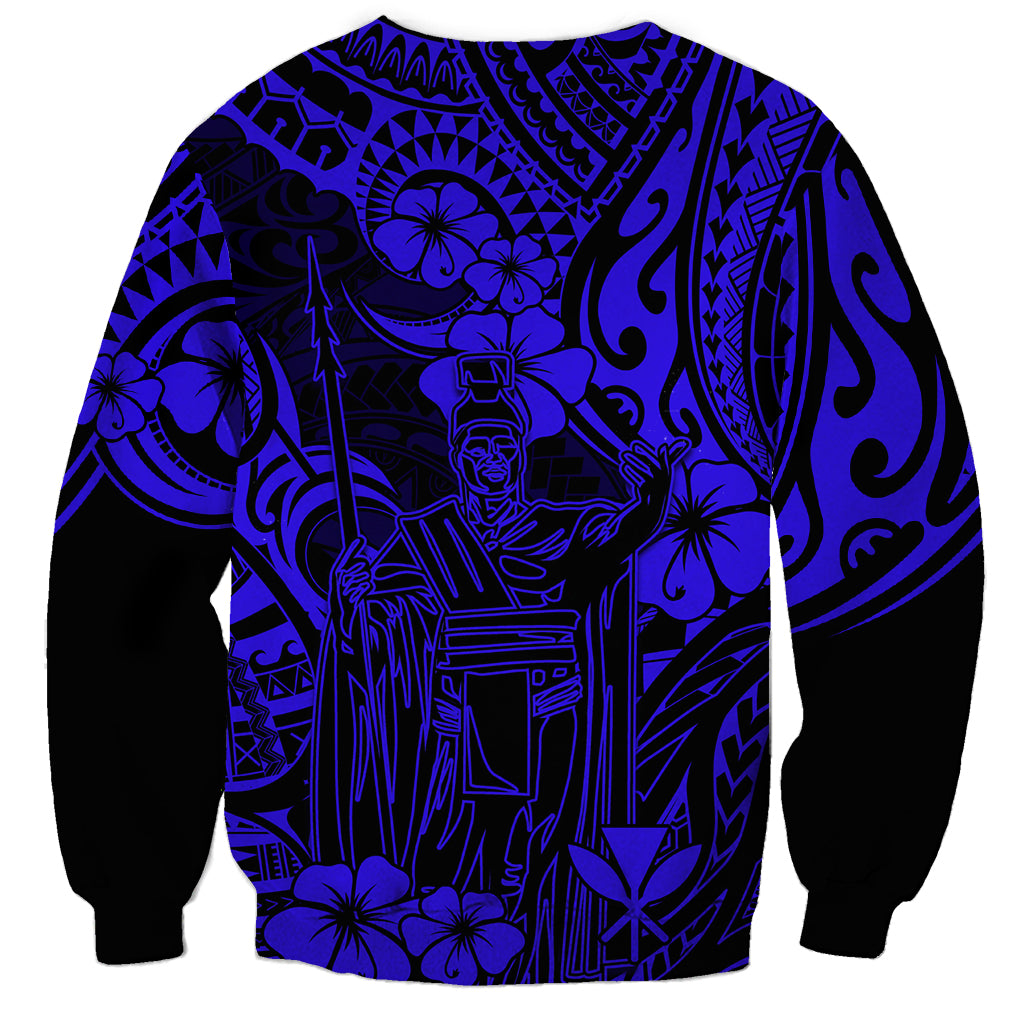 Hawaii King Kamehameha Sweatshirt Polynesian Pattern Navy Blue Version LT01 - Polynesian Pride