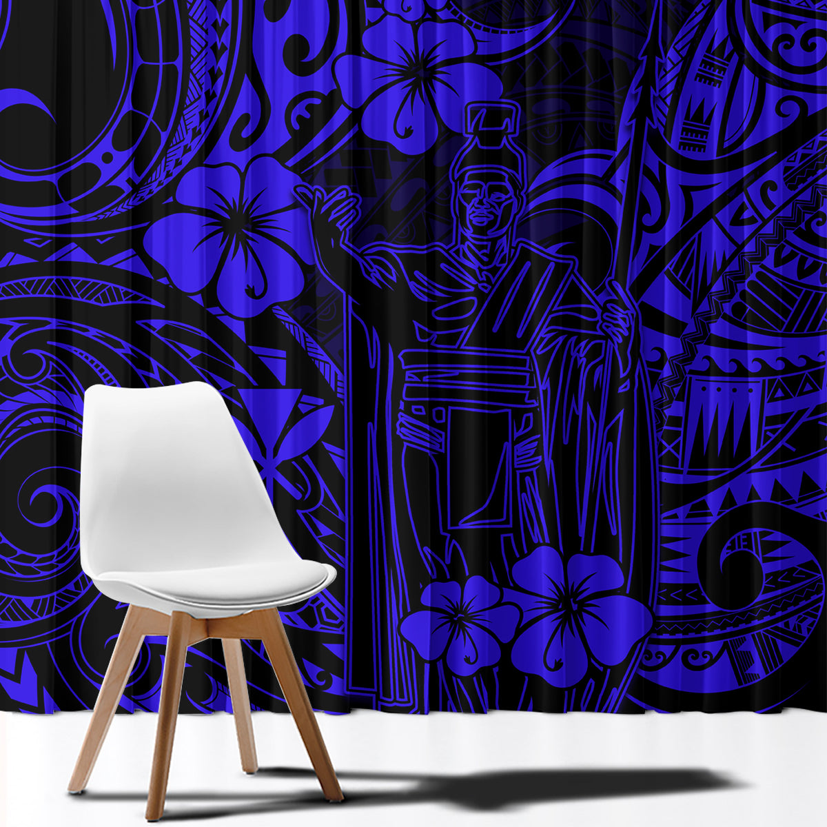 Hawaii King Kamehameha Window Curtain Polynesian Pattern Navy Blue Version LT01 - Polynesian Pride