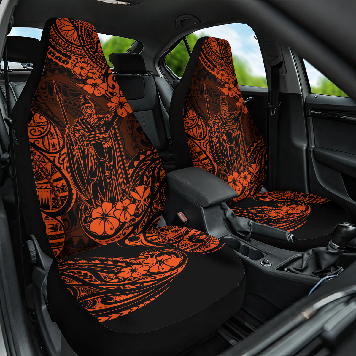 Hawaii King Kamehameha Car Seat Cover Polynesian Pattern Orange Version LT01 One Size Orange - Polynesian Pride