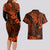 Hawaii King Kamehameha Couples Matching Long Sleeve Bodycon Dress and Hawaiian Shirt Polynesian Pattern Orange Version LT01 - Polynesian Pride