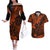 Hawaii King Kamehameha Couples Matching Off The Shoulder Long Sleeve Dress and Hawaiian Shirt Polynesian Pattern Orange Version LT01 Orange - Polynesian Pride