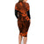 Hawaii King Kamehameha Family Matching Long Sleeve Bodycon Dress and Hawaiian Shirt Polynesian Pattern Orange Version LT01 - Polynesian Pride