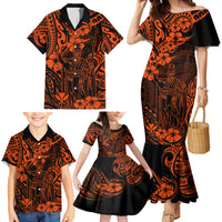 Hawaii King Kamehameha Family Matching Mermaid Dress and Hawaiian Shirt Polynesian Pattern Orange Version LT01 - Polynesian Pride