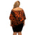 Hawaii King Kamehameha Family Matching Off Shoulder Short Dress and Hawaiian Shirt Polynesian Pattern Orange Version LT01 - Polynesian Pride