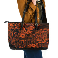 Hawaii King Kamehameha Leather Tote Bag Polynesian Pattern Orange Version LT01 - Polynesian Pride