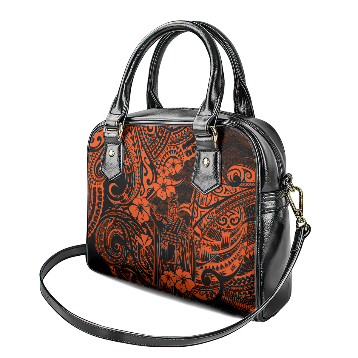Hawaii King Kamehameha Shoulder Handbag Polynesian Pattern Orange Version LT01 - Polynesian Pride
