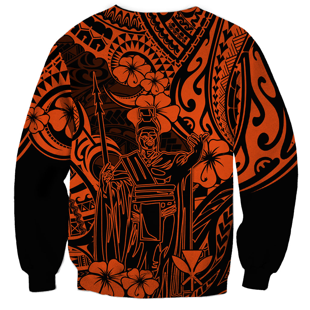 Hawaii King Kamehameha Sweatshirt Polynesian Pattern Orange Version LT01 - Polynesian Pride
