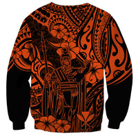 Hawaii King Kamehameha Sweatshirt Polynesian Pattern Orange Version LT01 - Polynesian Pride