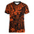 Hawaii King Kamehameha Women V Neck T Shirt Polynesian Pattern Orange Version LT01 Female Orange - Polynesian Pride