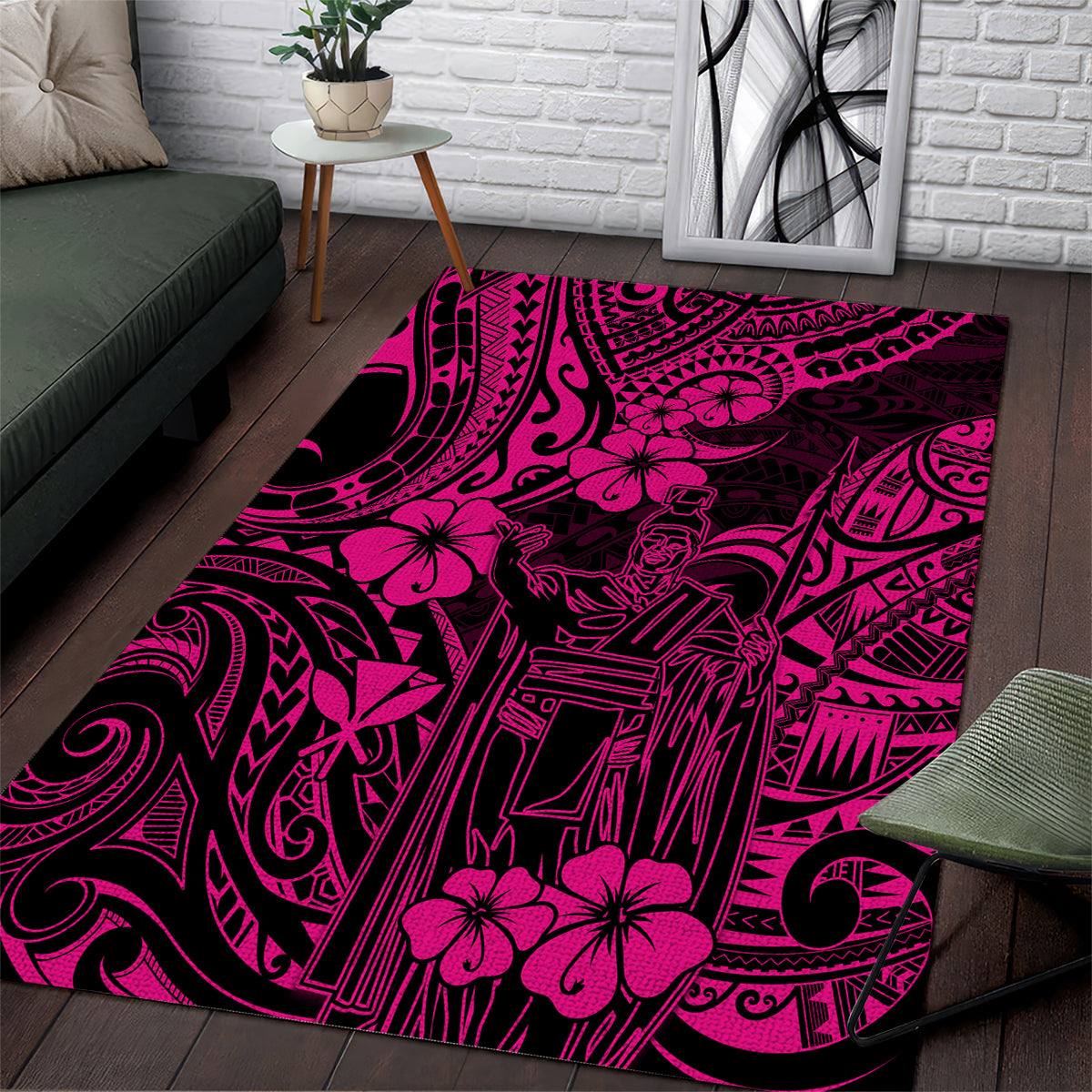 Hawaii King Kamehameha Area Rug Polynesian Pattern Pink Version LT01 Pink - Polynesian Pride