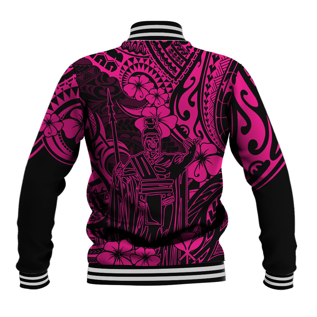 Hawaii King Kamehameha Baseball Jacket Polynesian Pattern Pink Version LT01 - Polynesian Pride