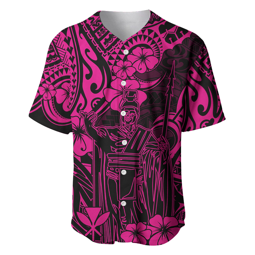 Hawaii King Kamehameha Baseball Jersey Polynesian Pattern Pink Version LT01 Pink - Polynesian Pride