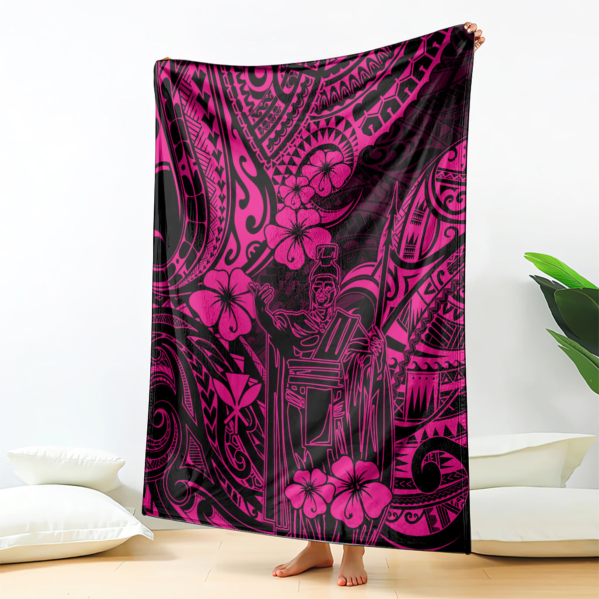 Hawaii King Kamehameha Blanket Polynesian Pattern Pink Version LT01 Pink - Polynesian Pride