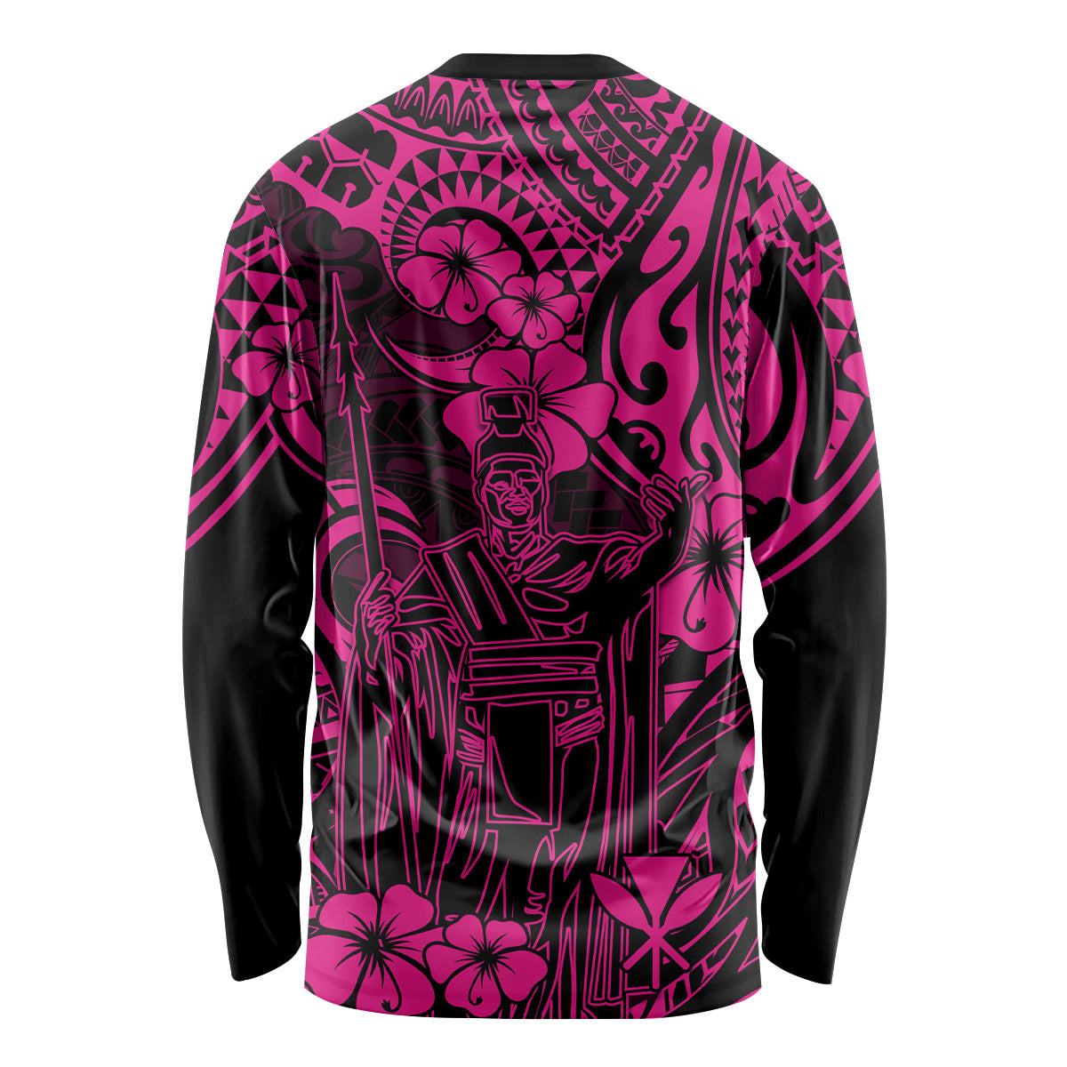 Hawaii King Kamehameha Long Sleeve Shirt Polynesian Pattern Pink Version LT01 - Polynesian Pride