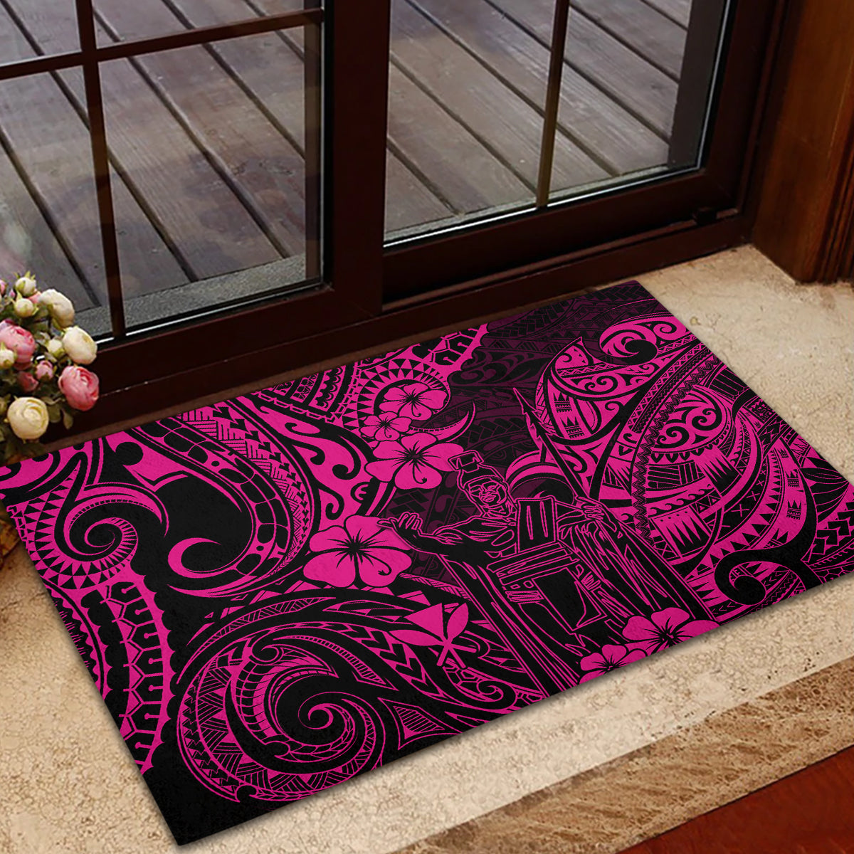Hawaii King Kamehameha Rubber Doormat Polynesian Pattern Pink Version LT01 - Polynesian Pride