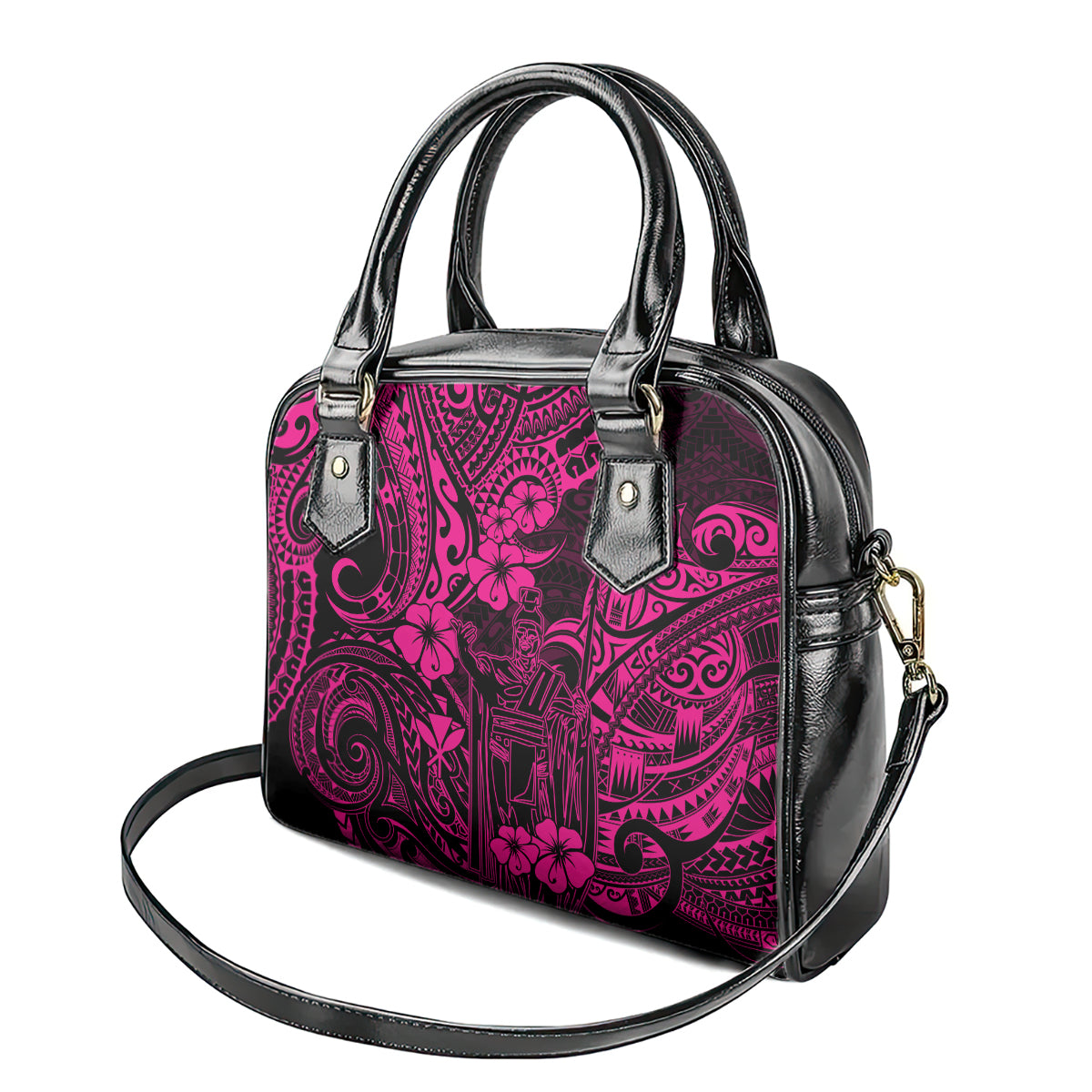 Hawaii King Kamehameha Shoulder Handbag Polynesian Pattern Pink Version LT01 - Polynesian Pride