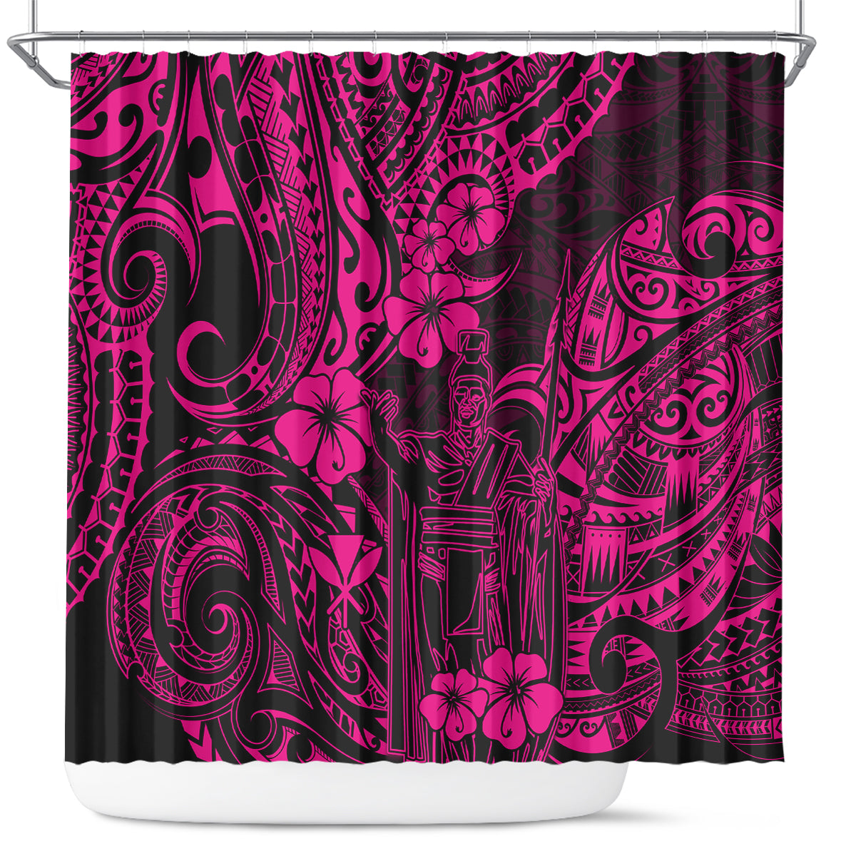 Hawaii King Kamehameha Shower Curtain Polynesian Pattern Pink Version LT01 Pink - Polynesian Pride