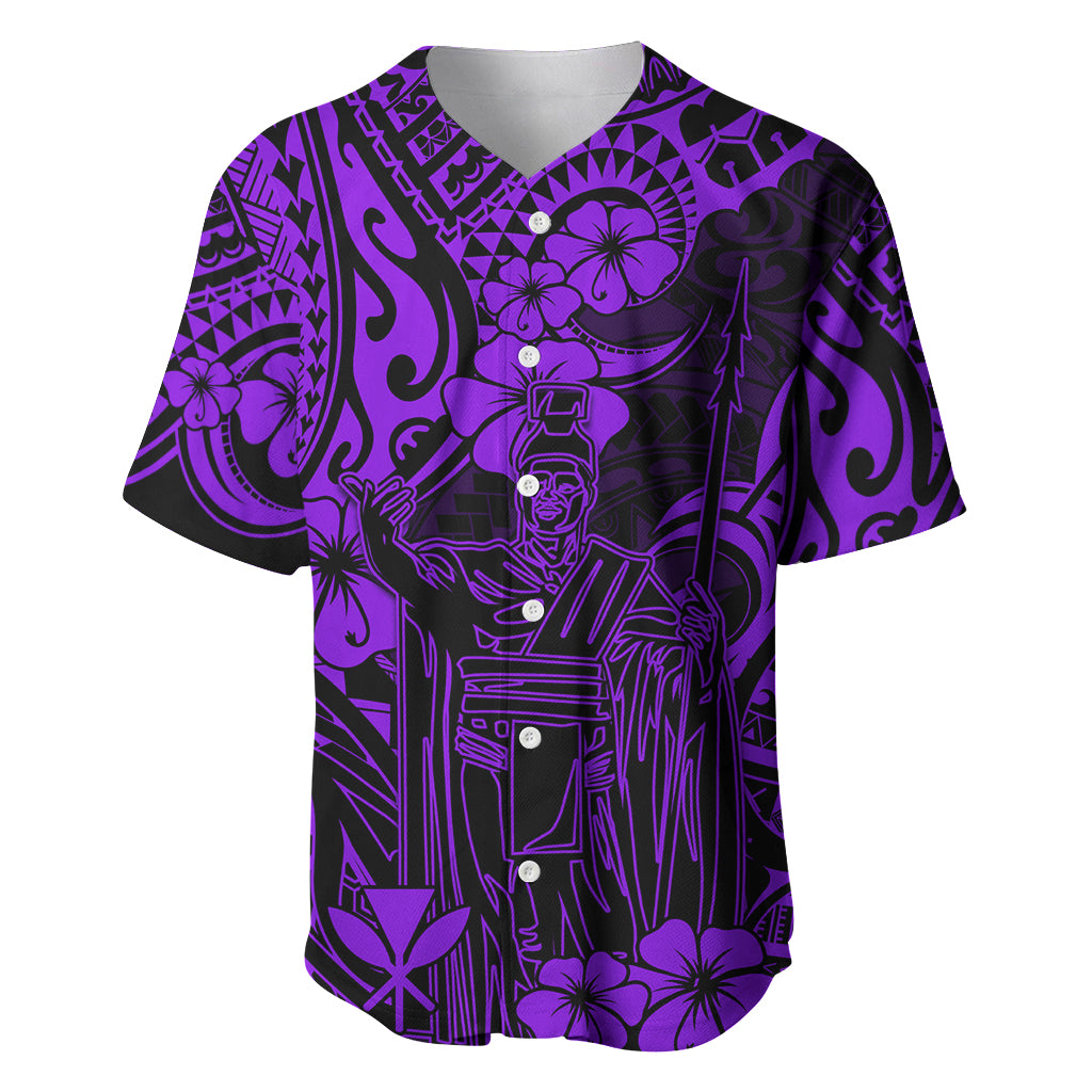 Hawaii King Kamehameha Baseball Jersey Polynesian Pattern Purple Version LT01 Purple - Polynesian Pride