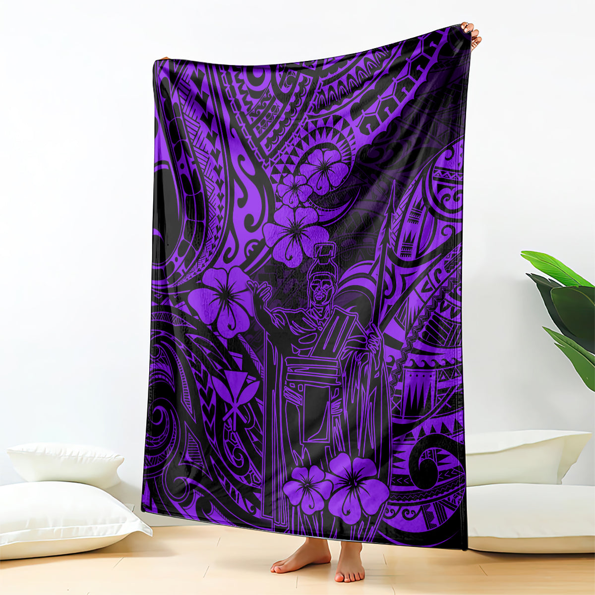 Hawaii King Kamehameha Blanket Polynesian Pattern Purple Version LT01 Purple - Polynesian Pride