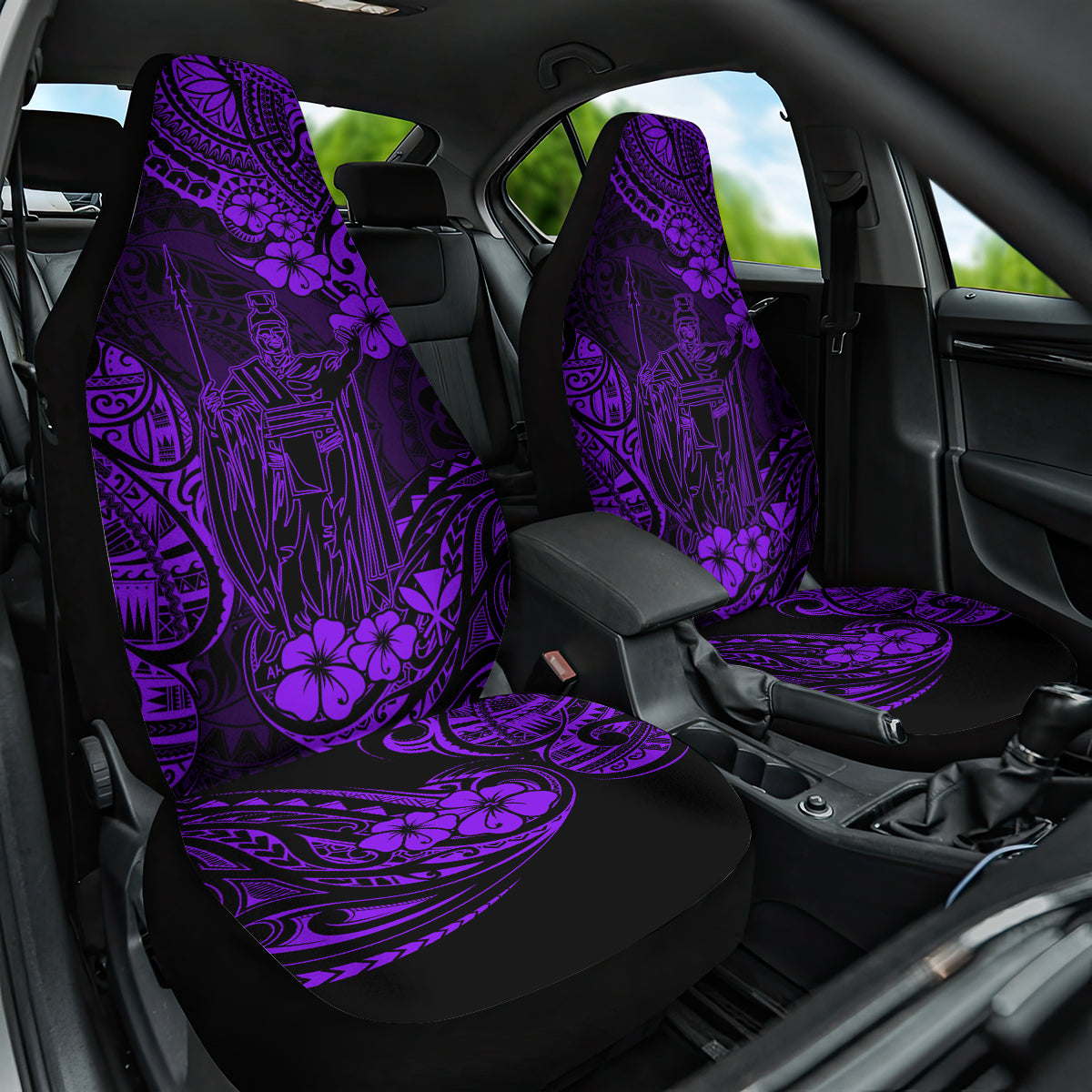 Hawaii King Kamehameha Car Seat Cover Polynesian Pattern Purple Version LT01 One Size Purple - Polynesian Pride