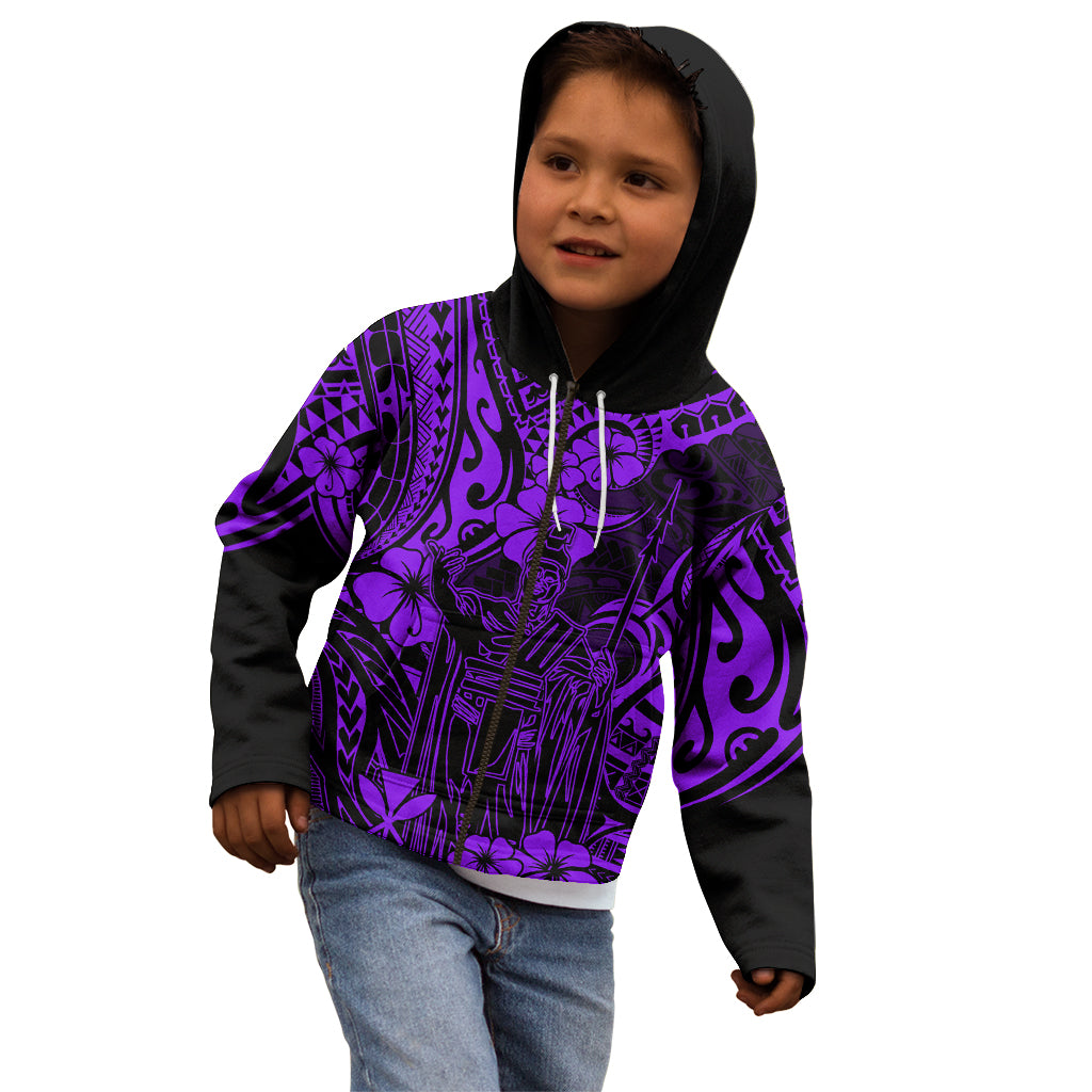 Hawaii King Kamehameha Kid Hoodie Polynesian Pattern Purple Version LT01 - Polynesian Pride