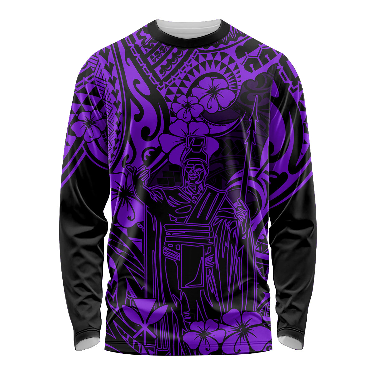 Hawaii King Kamehameha Long Sleeve Shirt Polynesian Pattern Purple Version LT01 Unisex Purple - Polynesian Pride