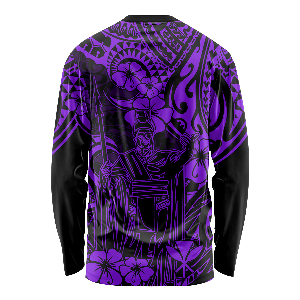 Hawaii King Kamehameha Long Sleeve Shirt Polynesian Pattern Purple Version LT01 - Polynesian Pride