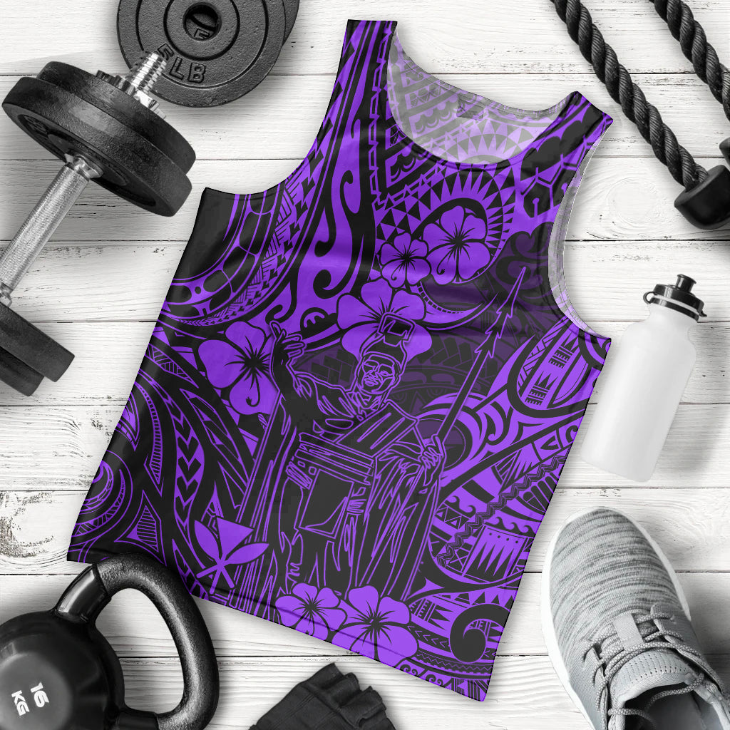 Hawaii King Kamehameha Men Tank Top Polynesian Pattern Purple Version LT01 Purple - Polynesian Pride