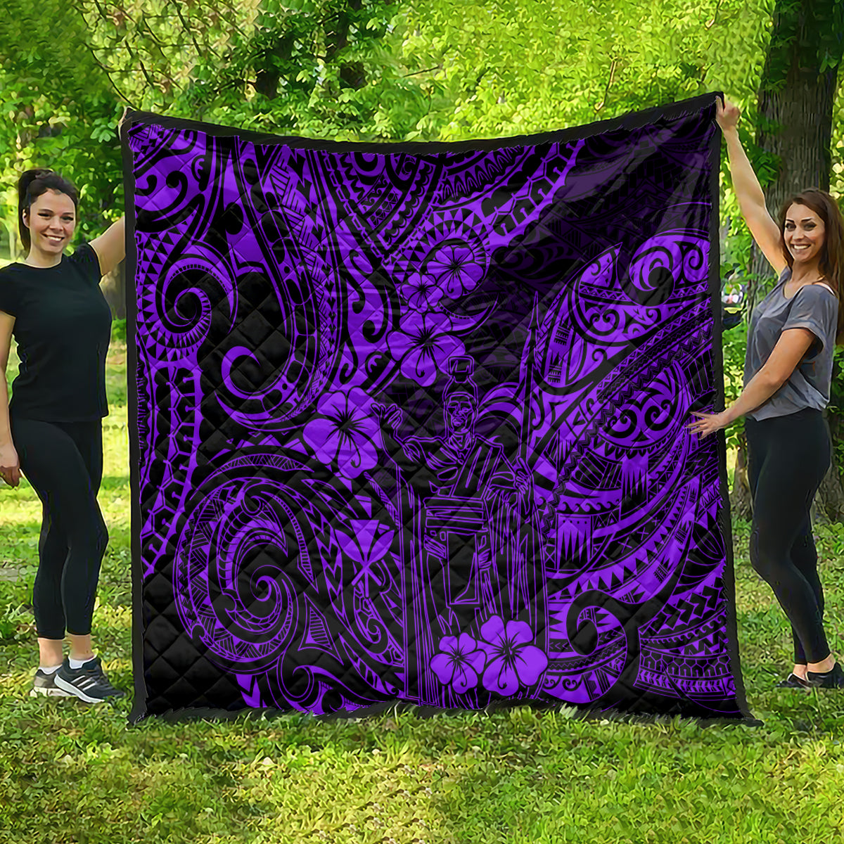 Hawaii King Kamehameha Quilt Polynesian Pattern Purple Version LT01 - Polynesian Pride
