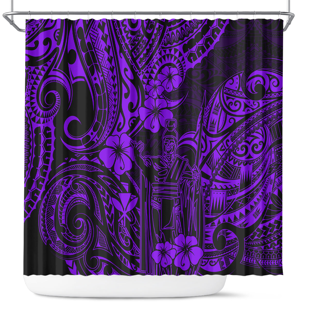 Hawaii King Kamehameha Shower Curtain Polynesian Pattern Purple Version LT01 Purple - Polynesian Pride