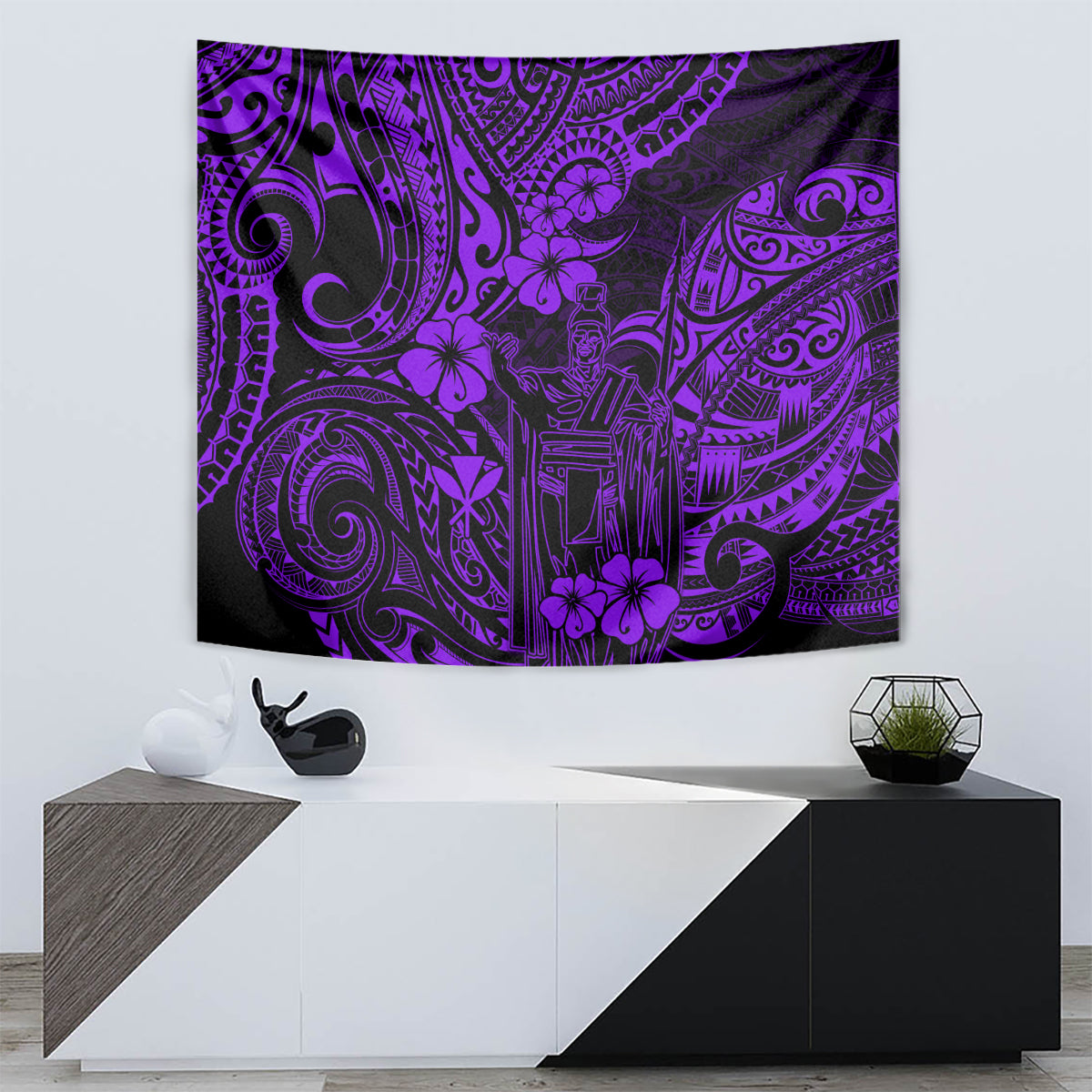 Hawaii King Kamehameha Tapestry Polynesian Pattern Purple Version LT01 - Polynesian Pride