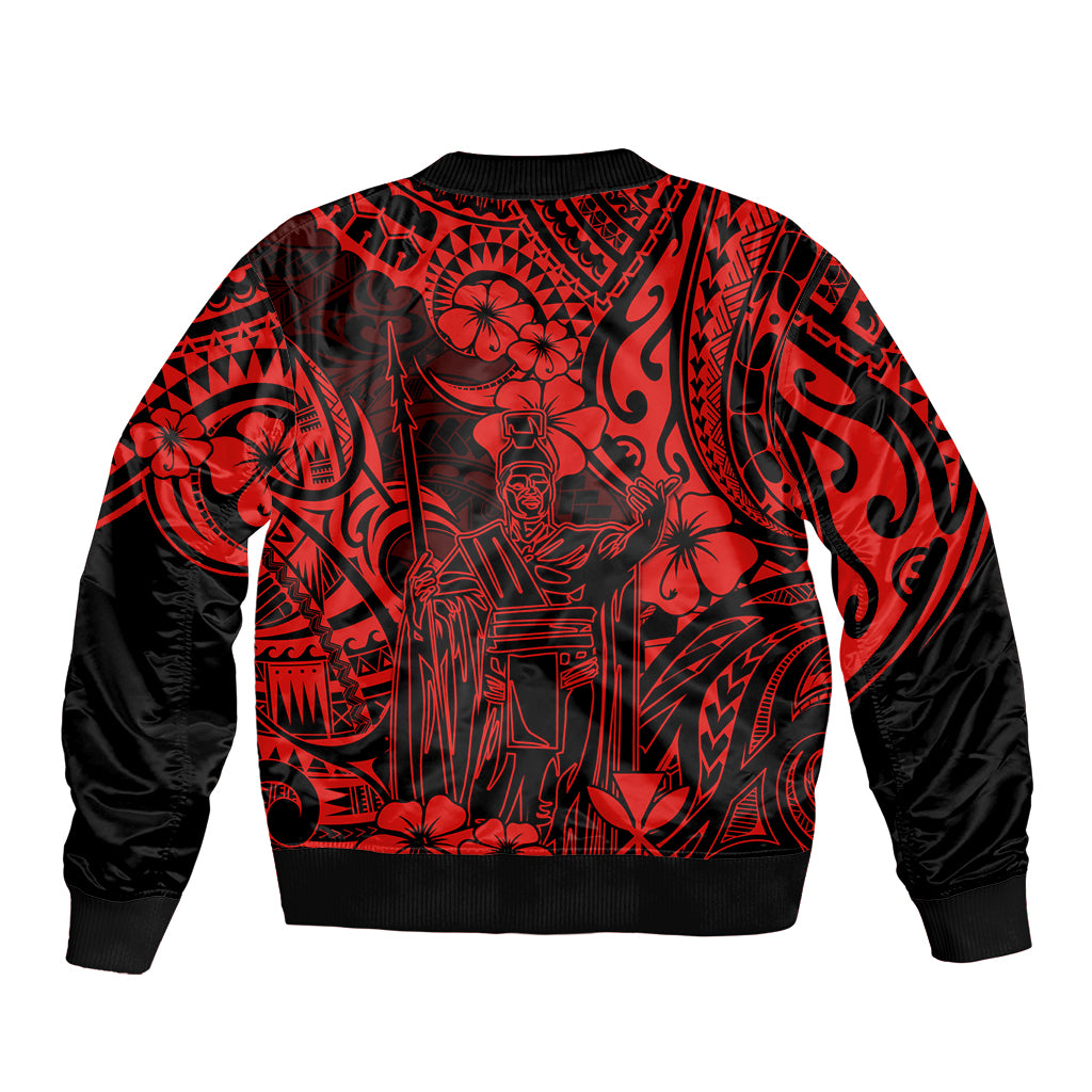 Hawaii King Kamehameha Bomber Jacket Polynesian Pattern Red Version LT01 - Polynesian Pride
