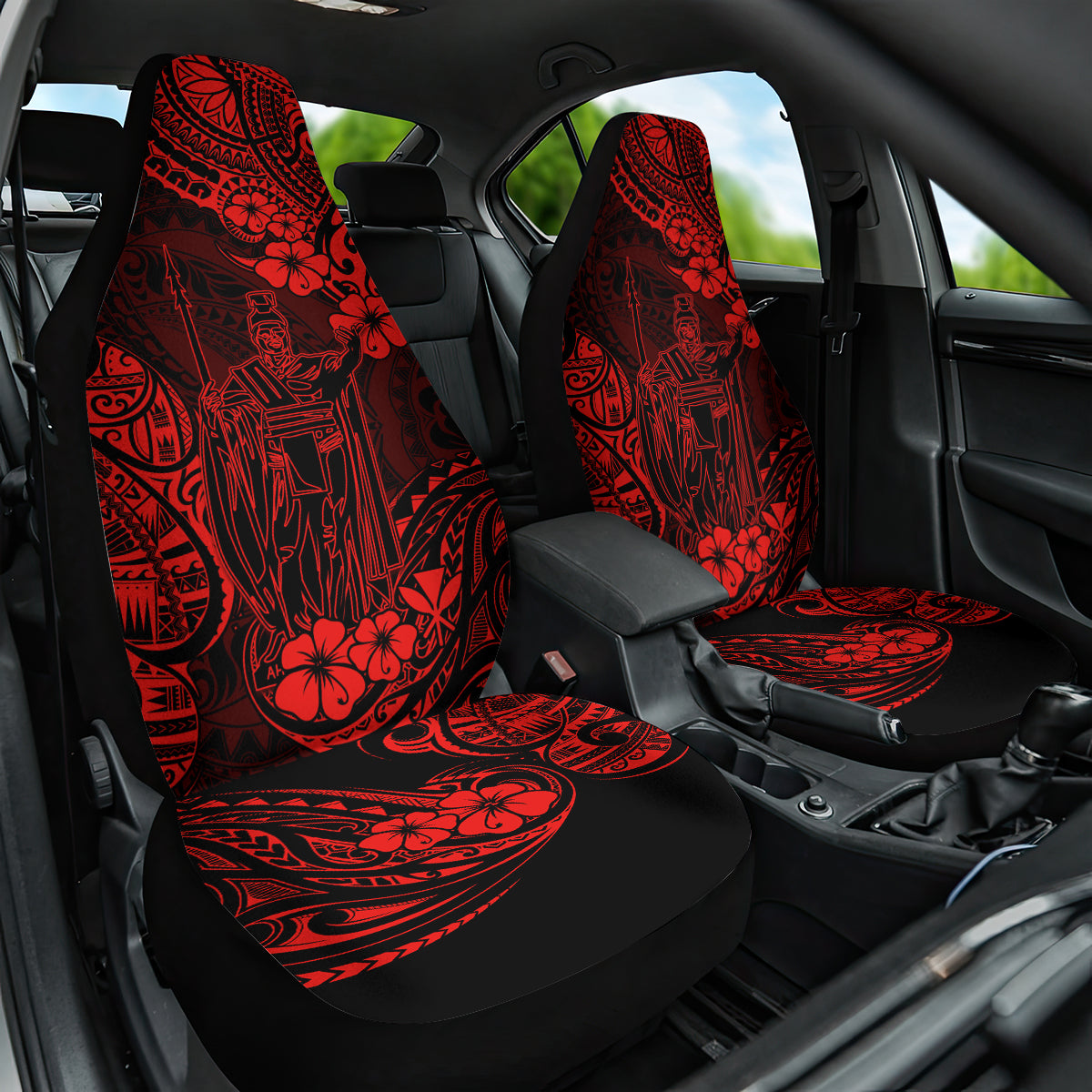 Hawaii King Kamehameha Car Seat Cover Polynesian Pattern Red Version LT01 One Size Red - Polynesian Pride