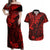 Hawaii King Kamehameha Couples Matching Off Shoulder Maxi Dress and Hawaiian Shirt Polynesian Pattern Red Version LT01 Red - Polynesian Pride